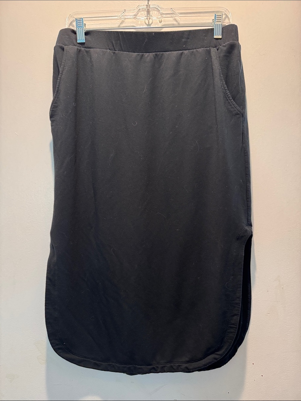 Garnet Hill Black Midi Skirt with Side Slits